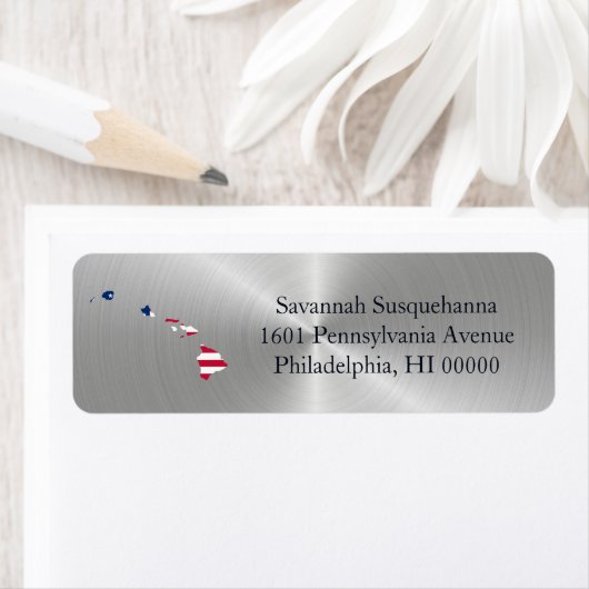 Hawaii Silver American Flag Patriotic Etiket (Insitu)