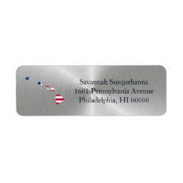Hawaii Silver American Flag Patriotic Etiket