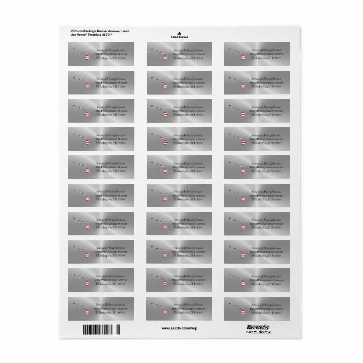 Hawaii Silver American Flag Patriotic Etiket (Full Sheet)