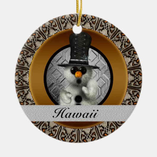 Hawaii Snowman kerstversiering Keramisch Ornament (Voorkant)