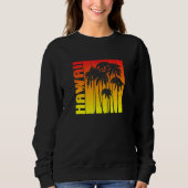 Hawaii Souvenir Palm Trees Sunset Retro Trui (Voorkant)