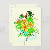 Hawaii Splash Plumeria Flowers Palm Trees Swirls Briefkaart (Voorkant / Achterkant)