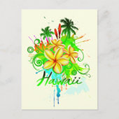 Hawaii Splash Plumeria Flowers Palm Trees Swirls Briefkaart (Voorkant)
