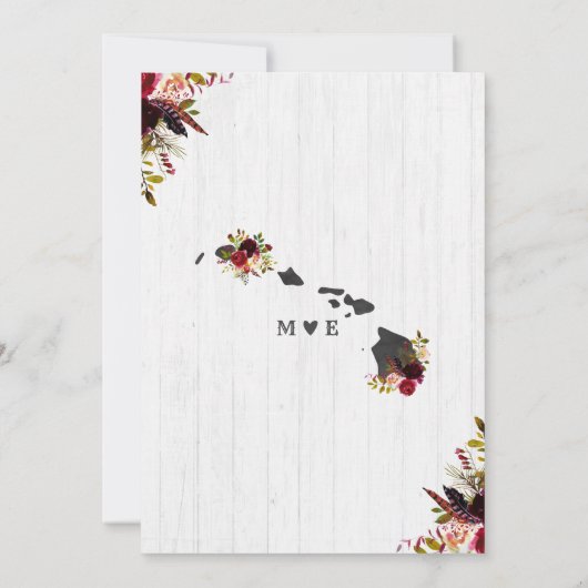 Hawaii staat chique bestemming bloemenbruiloft kaart (Achterkant)