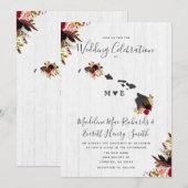 Hawaii staat chique bestemming bloemenbruiloft kaart (Voorkant / Achterkant)