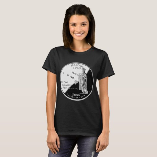 Hawaii Staat Faux Quarter T-shirt (Voorkant volledig)