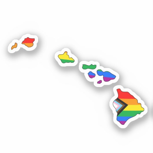 Hawaii Staats trots LGBTQ Progress Pride Sticker (Voorkant)