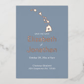 Hawaii Staatskaart Script Save The Date Rose Goud  Folie Uitnodiging (Voorkant)