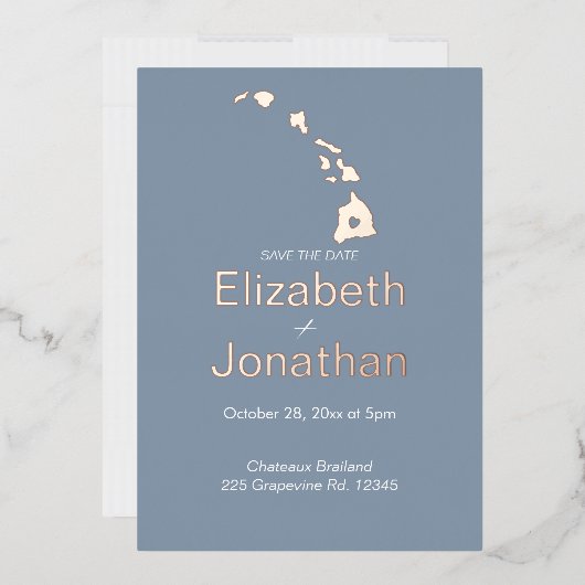 Hawaii Staatskaart Script Save The Date Rose Goud  Folie Uitnodiging (Envelop)