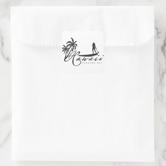 Hawaii stand-up peddel vierkante sticker (Tas)