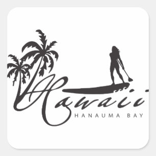 Hawaii stand-up peddel vierkante sticker