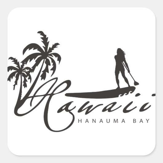 Hawaii stand-up peddel vierkante sticker (Voorkant)