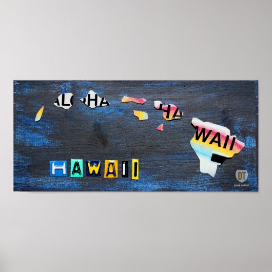 Hawaii State Aloha  License Bord Art Map Poster (Voorkant)