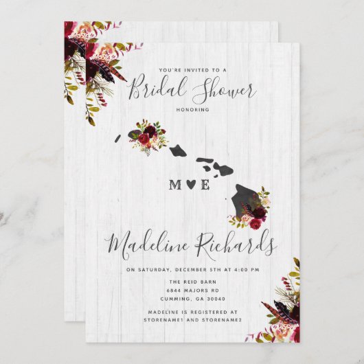 Hawaii State Bestemming Bruids Douche Uitnodiging (Voorkant / Achterkant)