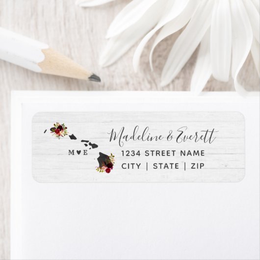 Hawaii State Bestemming Bruiloft Retouradres Etiket (Insitu)