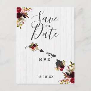 Hawaii State Bestemming Rustic Save the Date Aankondigingskaart