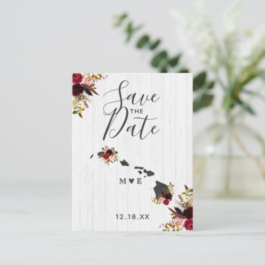 Hawaii State Bestemming Rustic Save the Date Aankondigingskaart (Staand voorkant)