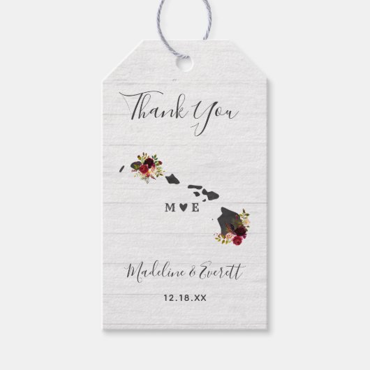 Hawaii State Bestemming Rustieke bruiloft Dank u Cadeaulabel (Voorkant)