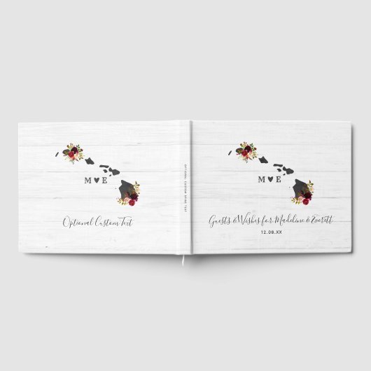 Hawaii State Bestemming Rustieke Bruiloft Monogram Gastenboek (Volledig)