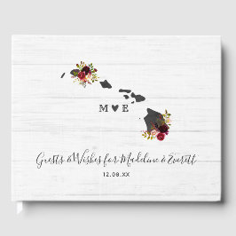 Hawaii State Bestemming Rustieke Bruiloft Monogram Gastenboek