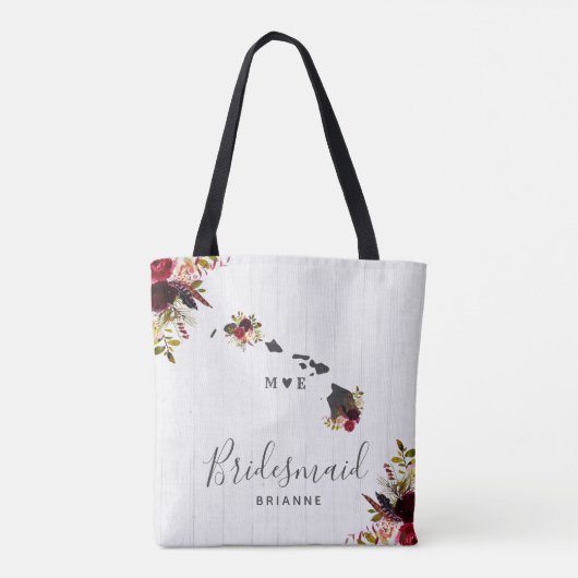 Hawaii State Bestemming Rustieke Bruiloft Monogram Tote Bag (Achterkant)
