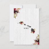 Hawaii State Bestemming Rustieke Bruiloft RSVP (Achterkant)