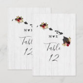 Hawaii State Bestemming Trouwtafel Nummers Kaart (Voorkant / Achterkant)