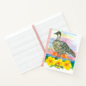 Hawaii State Bird Nene Hibiscus Sunset Waterverf Notitieboek (Binnen)