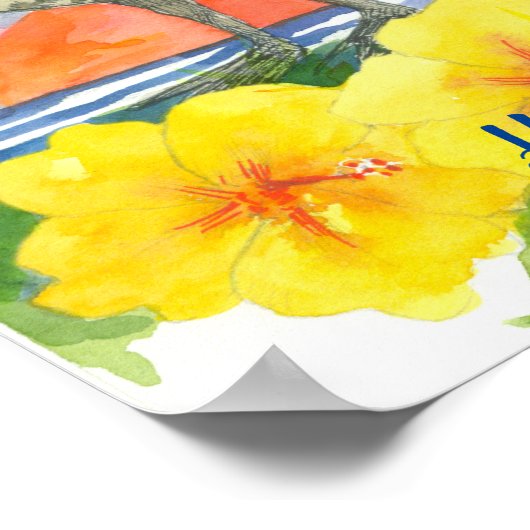 Hawaii State Bird Nene Sunset Ocean Poster (Hoek)