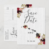 Hawaii State Destination Rustic Save the Date Aankondigingskaart (Voorkant / Achterkant)