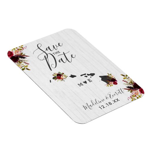 Hawaii State Destination Rustic Save the Date Magneet (Rechterzijde)