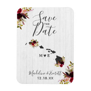 Hawaii State Destination Rustic Save the Date Magneet