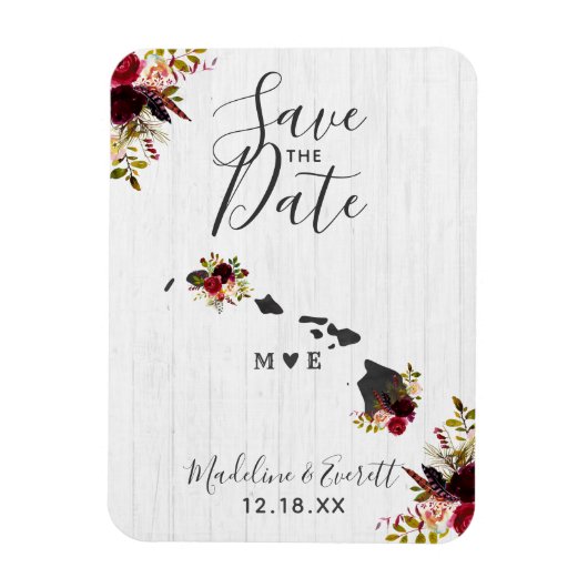 Hawaii State Destination Rustic Save the Date Magneet (Verticaal)