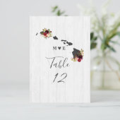 Hawaii State Destination Wedding Table Numbers Kaart (Staand voorkant)