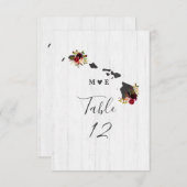 Hawaii State Destination Wedding Table Numbers Kaart (Voorkant / Achterkant)