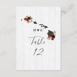 Hawaii State Destination Wedding Table Numbers Kaart