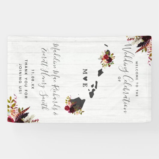 Hawaii State Destination Wedding Welcome Spandoek (Horizontaal)