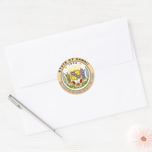 Hawaii State Emblem Circular Sticker (Envelop)