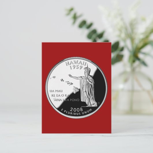 Hawaii State Faux Quarter Briefkaart (Staand voorkant)