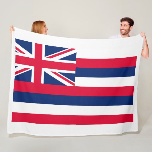 Hawaii State Flag Print Patriot Fleece Deken (In situ)