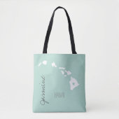 Hawaii state map met hart personaliseer naam tote bag (Voorkant)