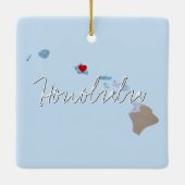 Hawaii State Photo insert and town name Keramisch Ornament (Achterkant)