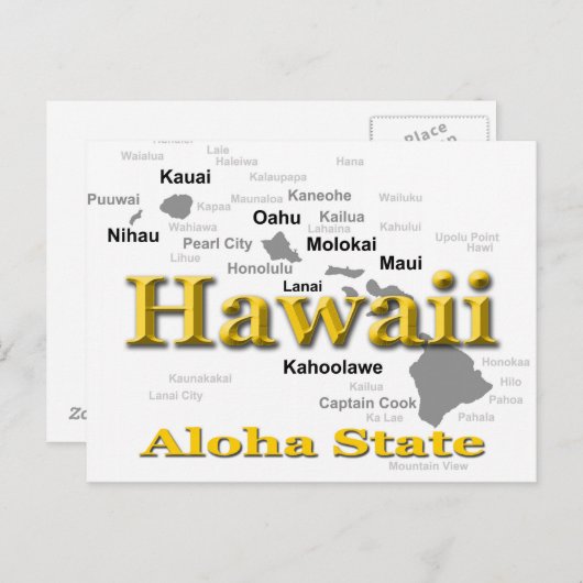 Hawaii State Pride Map Silhouette Briefkaart (Voorkant / Achterkant)