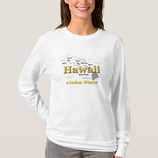 Hawaii State Pride Map Silhouette T-shirt (Voorkant)