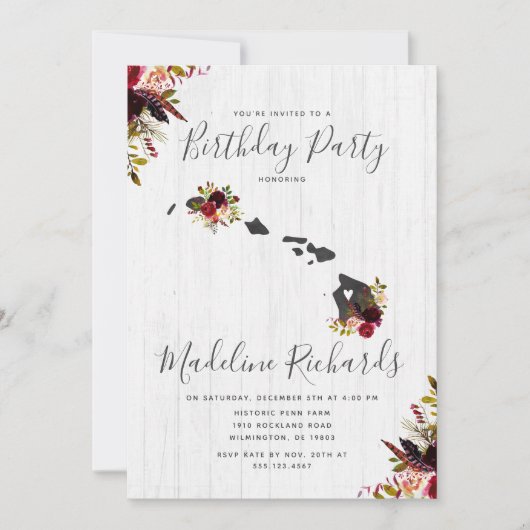 Hawaii State rustieke verjaardagsfeestuitnodiging Kaart (Voorkant)