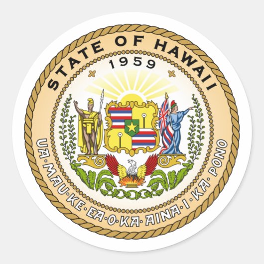 Hawaii State Seal - Ronde Sticker (Voorkant)