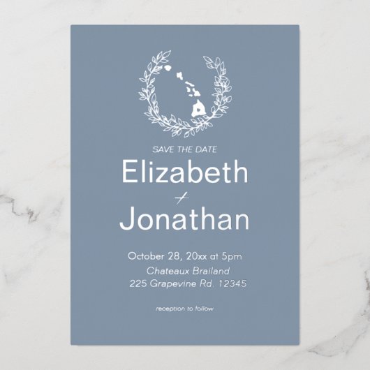 Hawaii State Silhouette Destination Wedding Folie Uitnodiging (Voorkant)