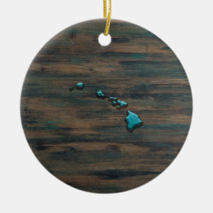 Hawaii State Vorm Blauwgroen Keramisch Ornament