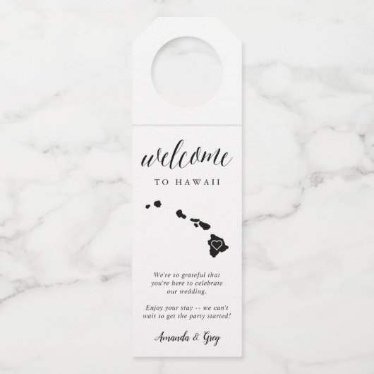 Hawaii State Wedding Welkom Flessenhanger (Voorkant)