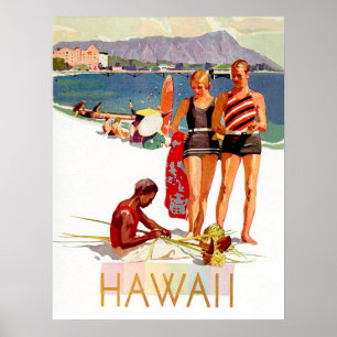 Hawaii, stel op vakantie aan de kust poster
